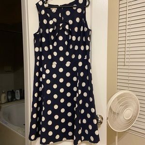 Navy blue polka dotted dress
